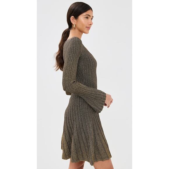 NEW NWT STAUD Raquel Dress Knit Mini Gold Size XS - Picture 1 of 6